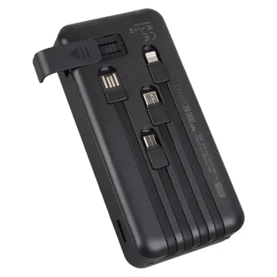 POWERWAY T20 KENDİNDEN KABLOLU DİJİTAL EKRAN 20.000 MAH SİYAH POWERBANK resmi