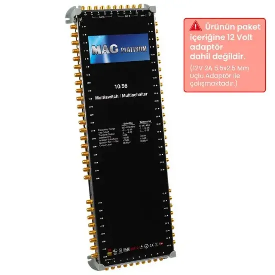 MAG Platinum MP 10/56 Multiswitch - 10 Giriş 56 Çıkışlı Merkezi Uydu Santrali Hybrid 4K ve 3D Destekli resmi