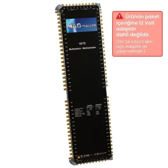 Mag Platinum MP 10/72 Multiswitch 10 Giriş 72 Çıkışlı Merkezi Hibrit 4K Ve 3D Destekli Uydu Santrali resmi