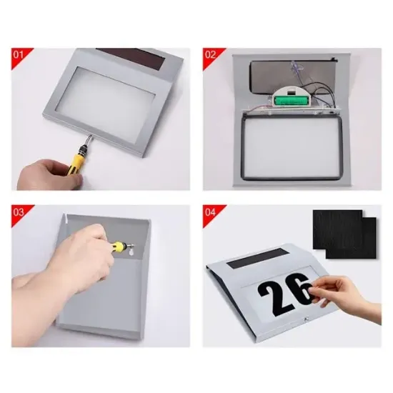 Powermaster PM-24003 Güneş Enerjili (Solar) LED Işıklı Paslanmaz Çelik Kapı Numarası resmi