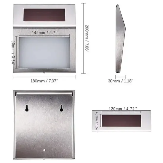 Powermaster PM-24003 Güneş Enerjili (Solar) LED Işıklı Paslanmaz Çelik Kapı Numarası resmi