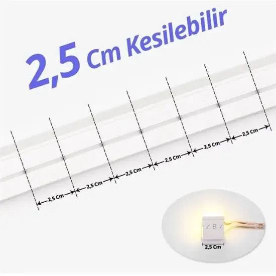 PowerMaster PM-5291 Silikon Kaplama 12 Volt 100 Metre Mor Neon Led Şerit Aydınlatma resmi