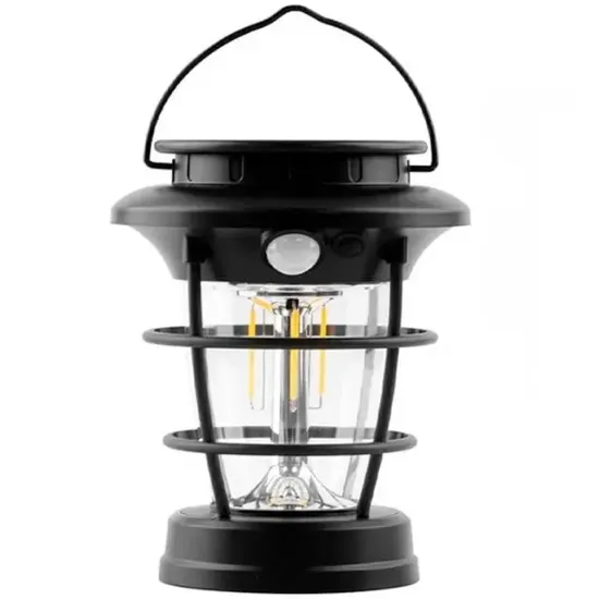 Powermaster HOP-8818 Sensörlü Taşınabilir Şarjlı + Solar Panelli 4 Çalışma Modlu Beyaz-Günışığı Işık Bahçe-Kamp Lambası resmi