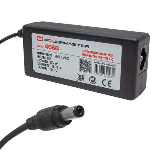 Powermaster PM-4668 20 Volt - 3.25 Amper 5.5*2.5 Mm Uçlu Adaptör (Lenovo Ibm Notebook) resmi