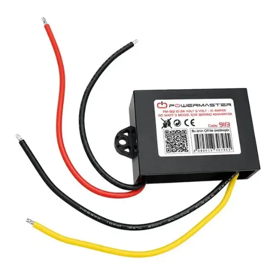 Powermaster PM-9113 12-24V Giriş 5V 10A 50W DC-DC Voltaj Düşürücü Çevirici Konvertör resmi