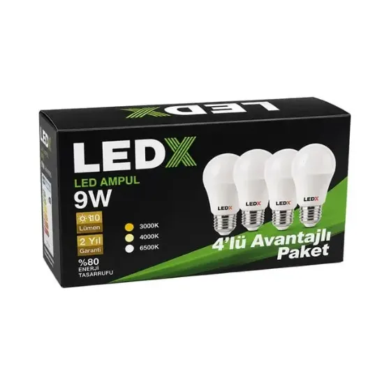 LedX AL-LL9-4 9 Watt 6500K Beyaz E27 Duy 4'lü Avantajlı Paket Ampul resmi