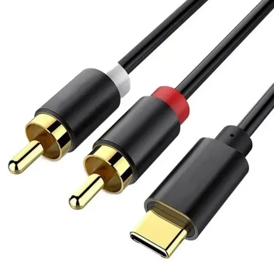 Powermaster PM-29963 USB Type-C Erkek to 2x RCA Erkek Stereo 2 Metre Ses Aktarım Kablosu  resmi