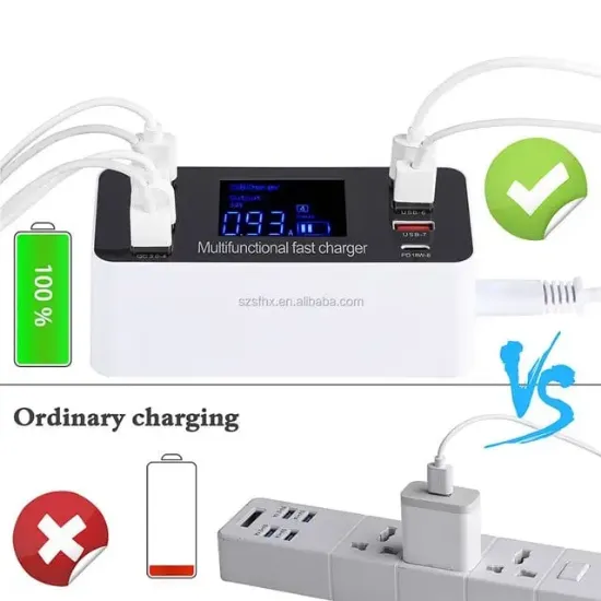Powermaster PM-26057 8 Portlu LCD Ekranlı Akıllı USB ve Type-C PD Şarj İstasyonu resmi