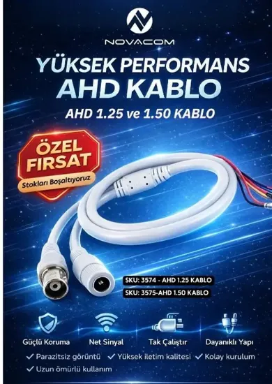 Novacom 3575 AHD 1.50 Bnc - Dc Soketli AHD Kamera Bağlantı Kablosu (ZH-3Y / PH-2Y Soket) resmi