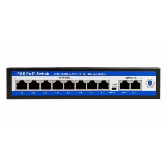 Novacom NVC-PSE0820 100/1000 Mbps 8 Port PoE + 2 Port Uplink Switch resmi