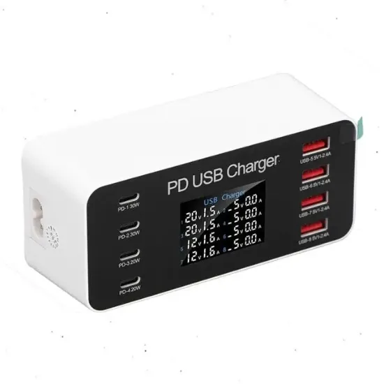 PowerMaster PM-26056 8 Port USB+PD Şarj İstasyonu (4 USB+ 4 PD) resmi