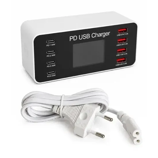 PowerMaster PM-26056 8 Port USB+PD Şarj İstasyonu (4 USB+ 4 PD) resmi