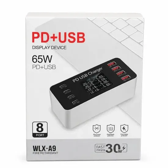 PowerMaster PM-26056 8 Port USB+PD Şarj İstasyonu (4 USB+ 4 PD) resmi