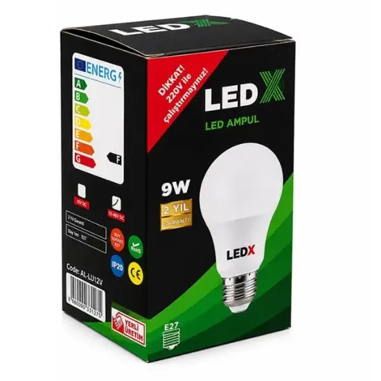LedX AL-LL12-48V E27 Duy 12V–48V Arası 850 Lümen 9W 6500K Beyaz LED Ampul resmi
