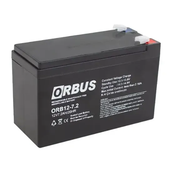 Orbus ORB12-7.2 12 Volt 7.2 Amper Akü (150x65x90 Mm) resmi