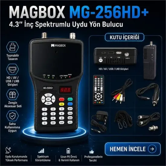 Magbox MG-256HD+ 4.3" İnç Spektrumlu Uydu Yön Bulucu resmi