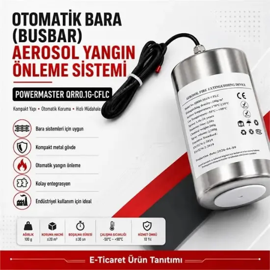 Powermaster QRR0.1G-CFLC Otomatik Bara (Busbar) Aerosol Yangın Önleme Sistemi resmi