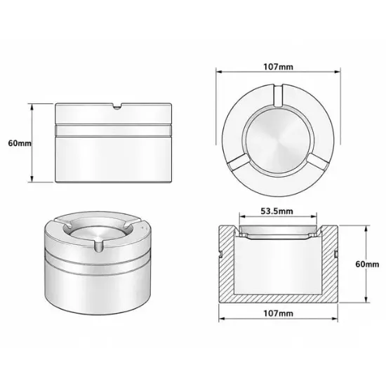 Sunup SN-37926 Araç Ev Dış Mekan İçin Metal Küllük Kaydırmaz Tabanlı Açılır Kapanır resmi