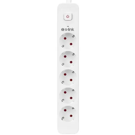 S-Link SPG501S 1.5 Metre Kablolu 750 Joule 1.5 Mm Anahtarlı 5'li Akım Korumalı Priz resmi