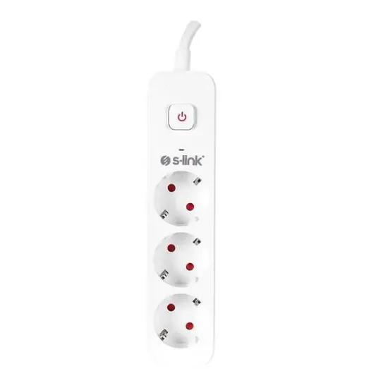 S-Link 1.5m 3'lü Anahtarlı Akım Korumalı Priz 3x1.5mm 750 Joule SPG301S resmi
