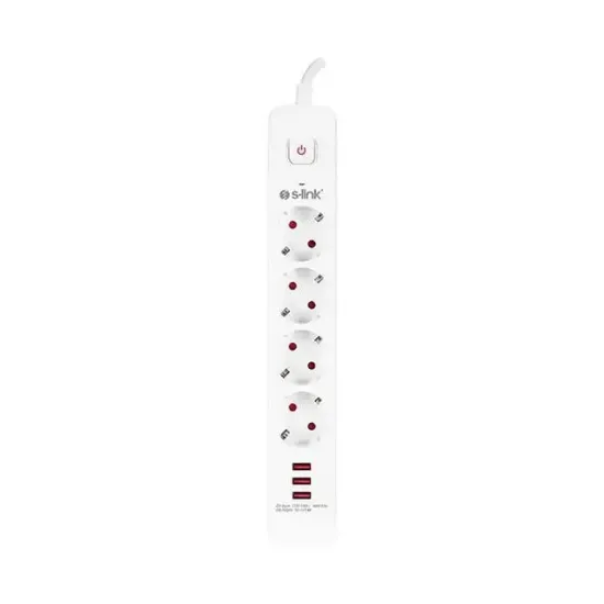 S-Link SPG403U 1.5 Metre 4lü Anahtarlı Akım Korumalı Usb Girişli resmi