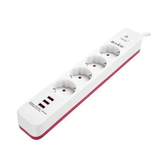 S-Link SPG403U 1.5 Metre 4lü Anahtarlı Akım Korumalı Usb Girişli resmi