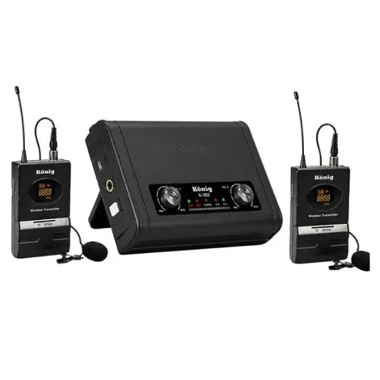 König K-302YY Kablosuz Yaka Mikrofon Seti (Yaka + Yaka UHF Çift Kanal) resmi