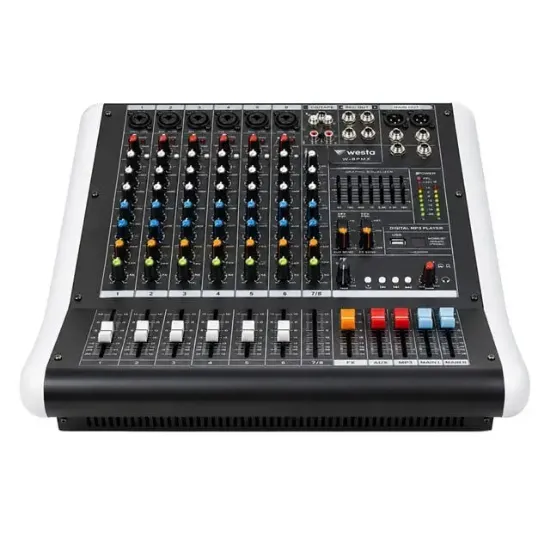 Westa WM-8PMX 2x400W 8 Kanal Power Mikser USB, Bluetooth 32DSP Dijital Profesyonel Ses Mikseri resmi