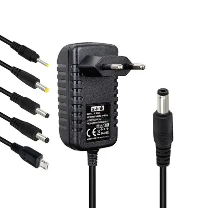 S-Link SLX-52A 5-9-12 Volt - 2 Amper Çok Uçlu Telefon Tablet PC Akü Akıllı Şarj Adaptörü resmi