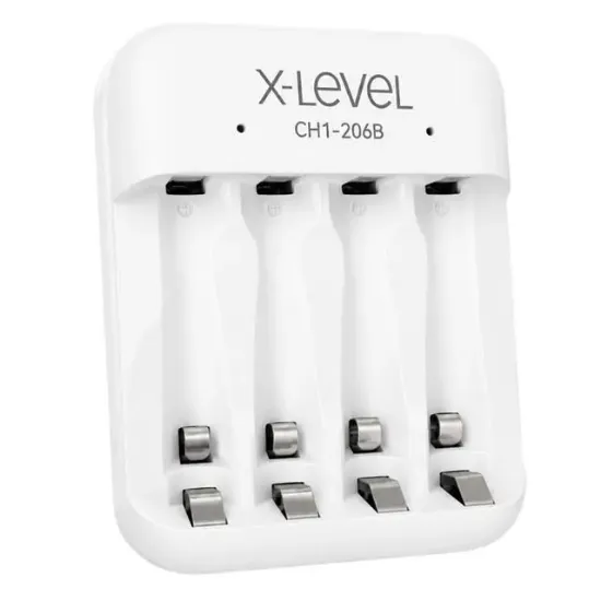 X-LEVEL CH1-206B 4 Yuvalı USB-C Girişli Akıllı AA/AAA Ni-MH Hızlı Pil Şarj Cihazı resmi