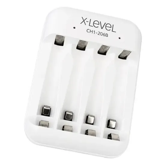X-LEVEL CH1-206B 4 Yuvalı USB-C Girişli Akıllı AA/AAA Ni-MH Hızlı Pil Şarj Cihazı resmi