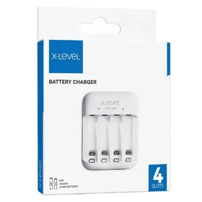 X-LEVEL CH1-206B 4 Yuvalı USB-C Girişli Akıllı AA/AAA Ni-MH Hızlı Pil Şarj Cihazı resmi