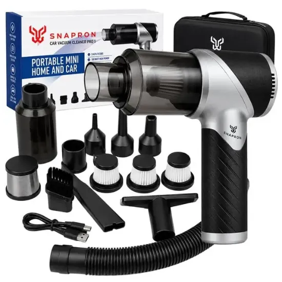 Snapron SNV-3000 Car Vacuum Cleaner Pro 1 Katlanabilir 17.000Pa 100W Şarjlı Araç Ev Süpürgesi resmi