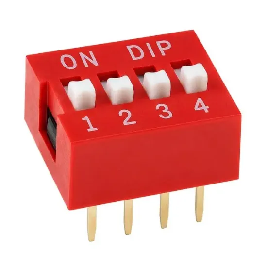 PCB Tip 4'lü Kırmızı DIP Switch 2.54mm Pin Aralıklı Devre Anahtarı resmi