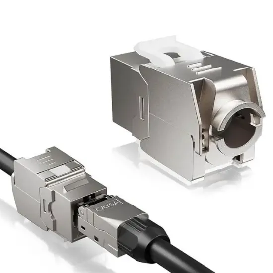 PowerMaster PM-29567 CAT7 10Gbps Toolless Keystone Jack Full Metal Zırhlı Konnektör resmi