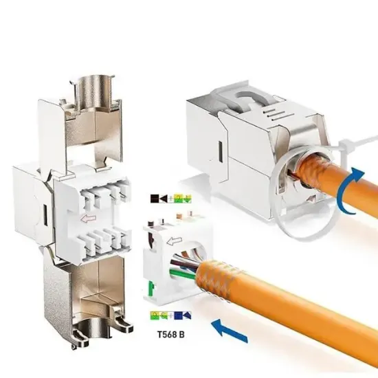 PowerMaster PM-29567 CAT7 10Gbps Toolless Keystone Jack Full Metal Zırhlı Konnektör resmi