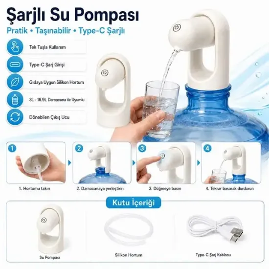 Powermaster PM-24931 Otomatik Şarjlı Damacana Su Pompası resmi