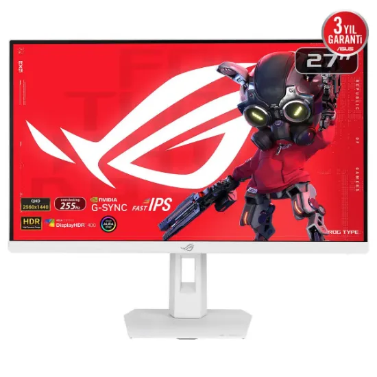 27 ASUS ROG STRIX XG27ACMES-W 0.3MS 255HZ FAST IPS 2K FREESYNC DP HDMI USB-C PİVOT  resmi
