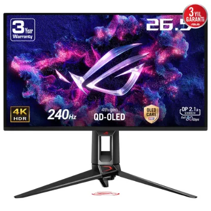 27 ASUS ROG SWİFT PG27UCDM 240HZ 0.03MS 4K UHD ADAPTİVE SYNC QD-OLED PİVOT  GAMİNG (OYUNCU) MONİTÖR resmi