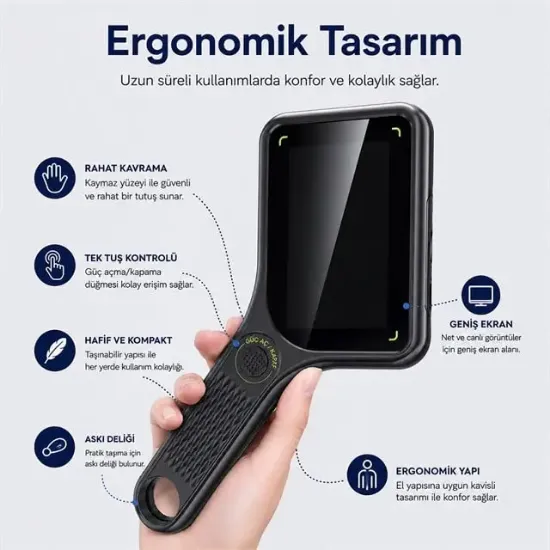 Powermaster PM-29314 3.0" IPS Ekranlı El Tipi Dijital Mikroskop (2 MP Kamera PC Kamera) resmi