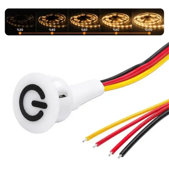 Powermaster PM-30802 3.7-4.2V 10mm Kablolu Beyaz Led Dimmer Switch Buton resmi