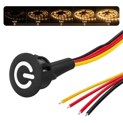 Powermaster PM-30787 12V DC 10mm Gömme Dokunmatik LED Dimmer Kontrolcüsü Switch Buton Siyah resmi