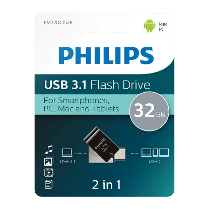 PHILIPS 32GB USB3.1 TYPE-C 100/150 MB/S FM32DC152B resmi