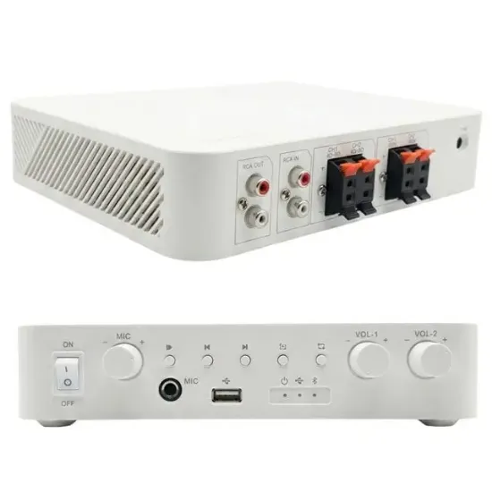 Hikvision DS-QAE0A60G1-VB 60W 2 Bölgeli Analog Amfi Amplifikatör USB/Bluetooth/Mik/RCA resmi