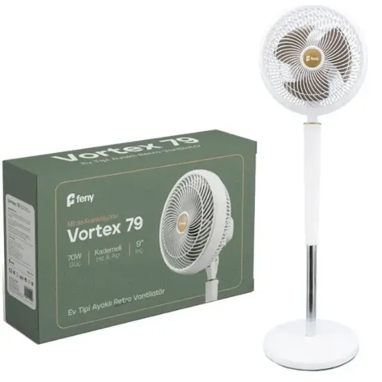 FENY VORTEX 79 Ev Ofis Tipi Ayaklı 70W Kademeli Retro 9 Vantilatör resmi