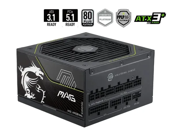 MSI MAG A1200PLS PCIE5 1200W 80+ Platinum Power resmi