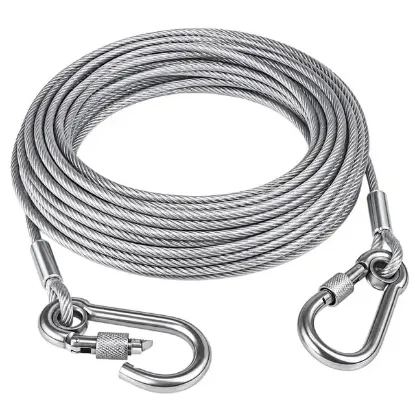 SUNUP SN-38108 10 Metre Çelik Köpek Bağlama Halatı Kilitli Karabina PVC Kaplamalı resmi
