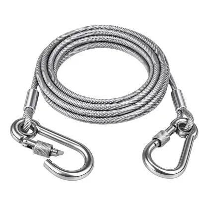 Sunup SN-38107 5 Metre Çelik Köpek Bağlama Halatı Kilitli Karabina PVC Kaplamalı resmi