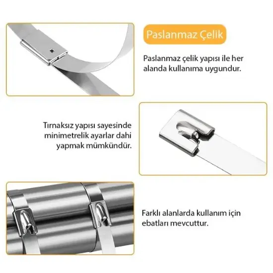 PowerMaster PM-26362 304 Paslanmaz Çelik Kablo Bağı 7.9X200Mm resmi