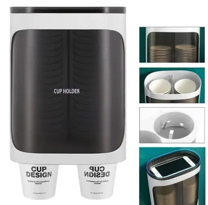 Sunup SN-27108 Kendinden Yapışkanlı Çiftli Plastik - Karton Bardak Dispenseri resmi